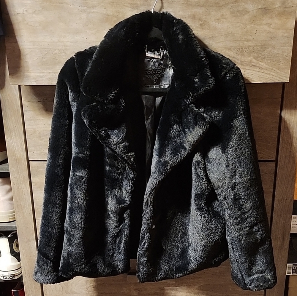 Topshop Black Teddy Jacket Plush Faux Fur
